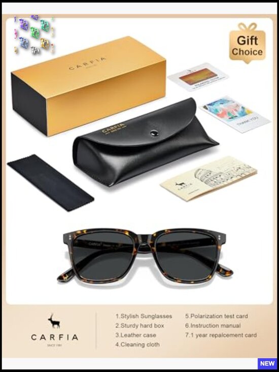 Square Acetate Sunglasses Retro Tortoise Frame UV400 Polarized main image 5